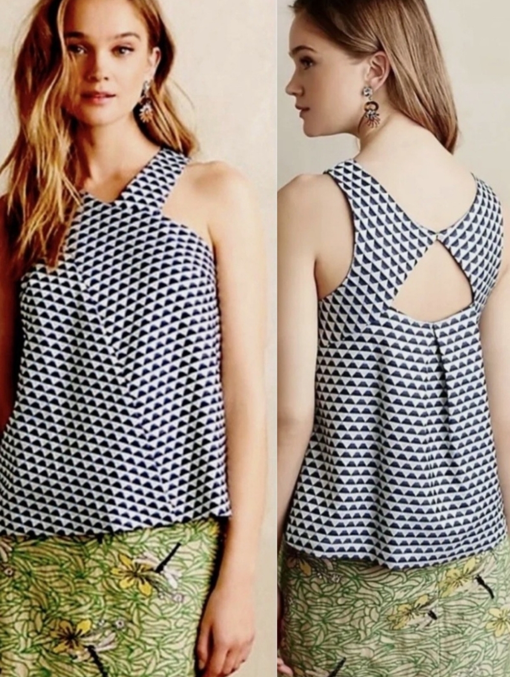 Anthropologie Geometric Jacquard Tank Top